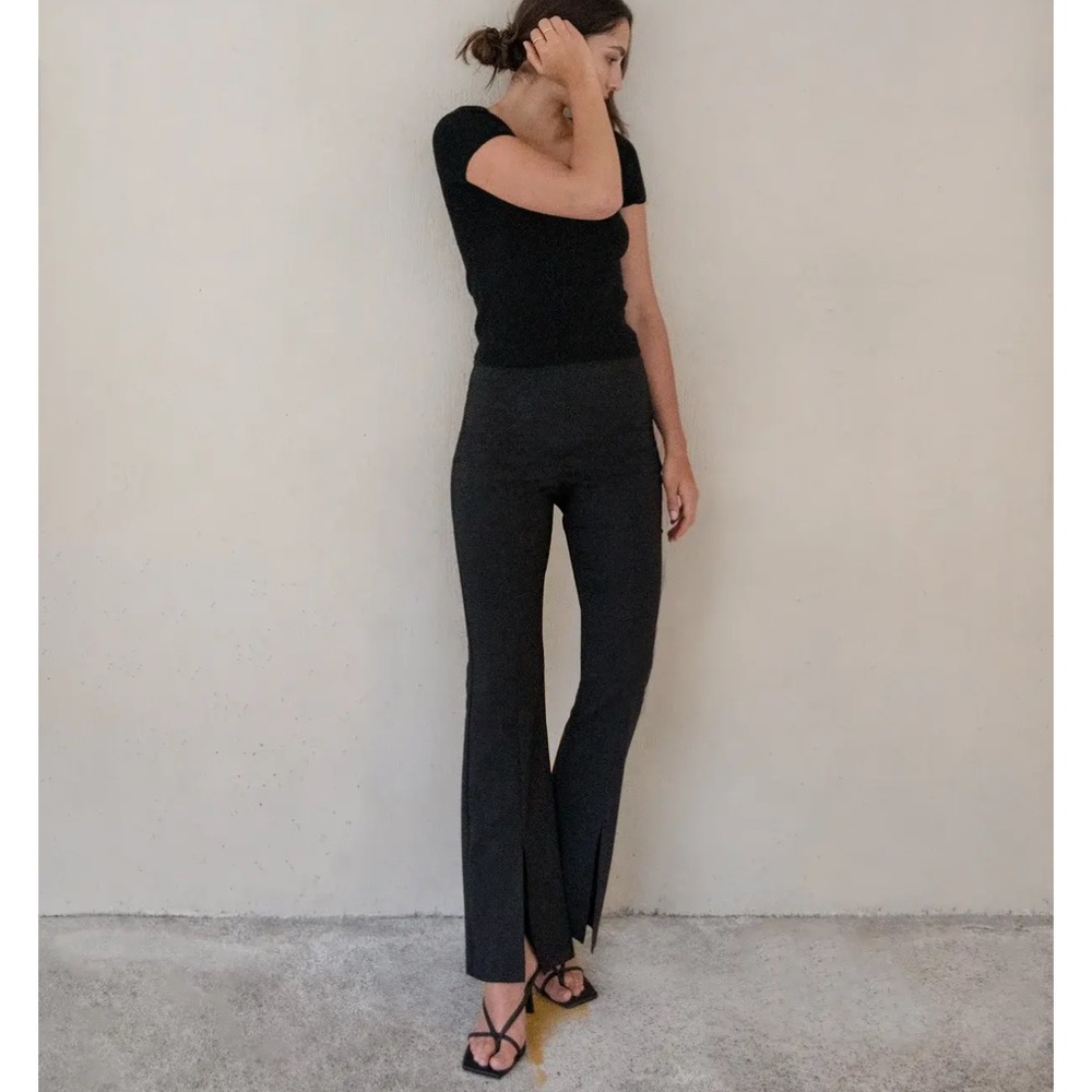 Oak + Fort Black Split Hem Pants